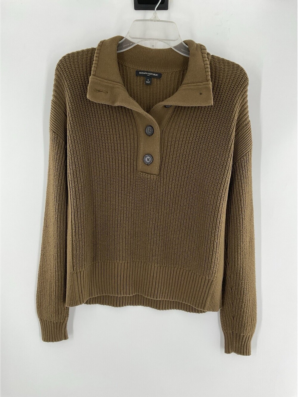 Banana Republic Womenโs Size Small Cable Knit Green Long Sleeve Sweater 134